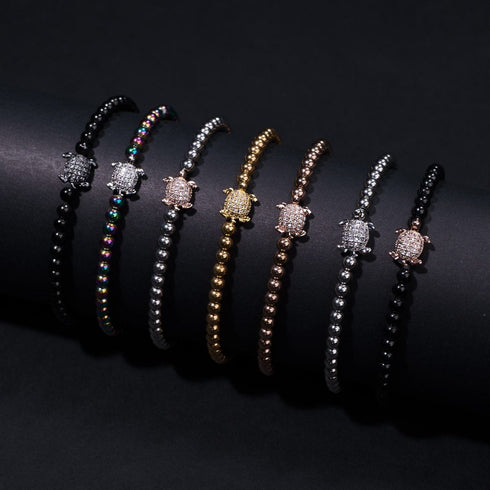 Tortuga | Onyx Stahl | Kristall Meeresschildkröte Armband